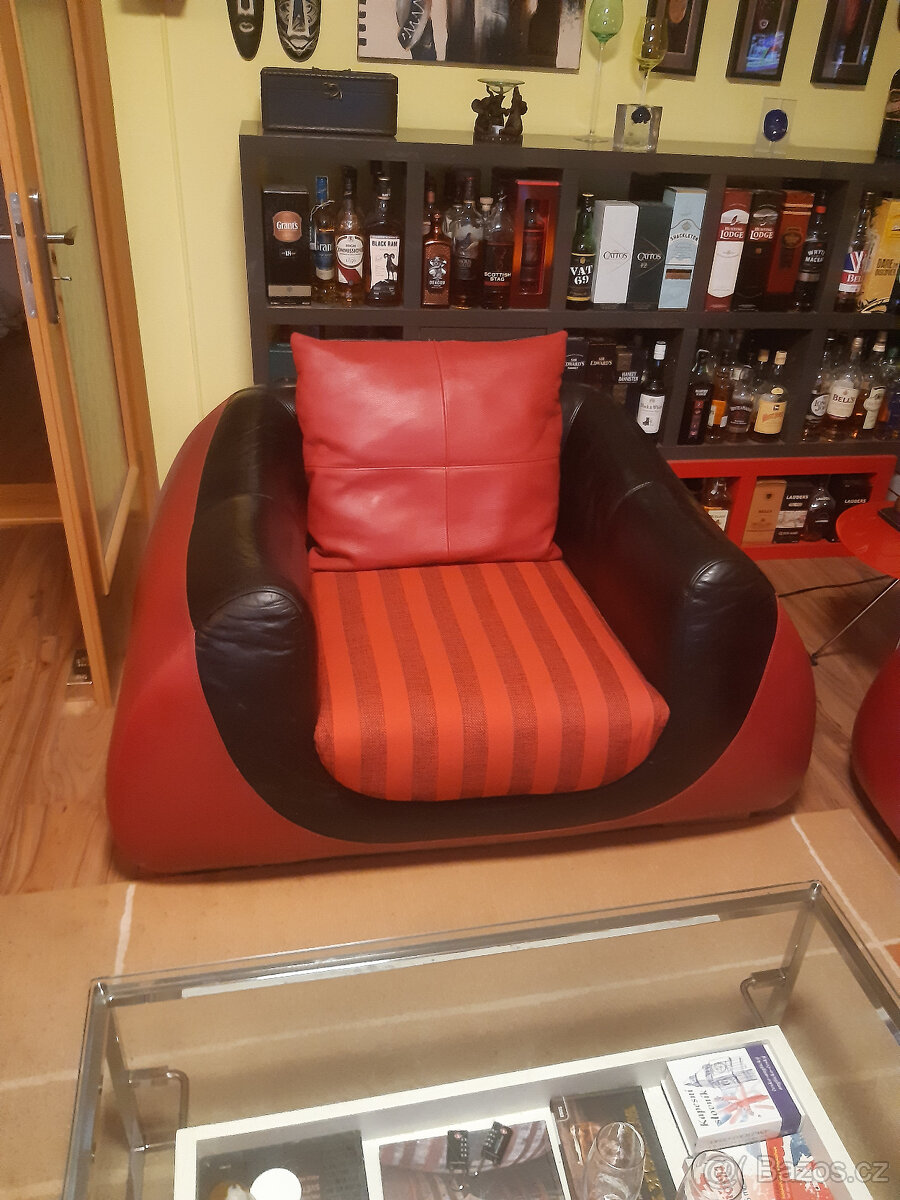 sedací souprava 3+2+1 kůže a textil - 4