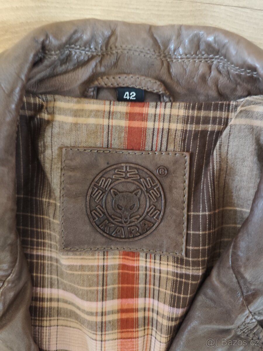 Dámská hnědá kožená bunda vel. 42 - 4