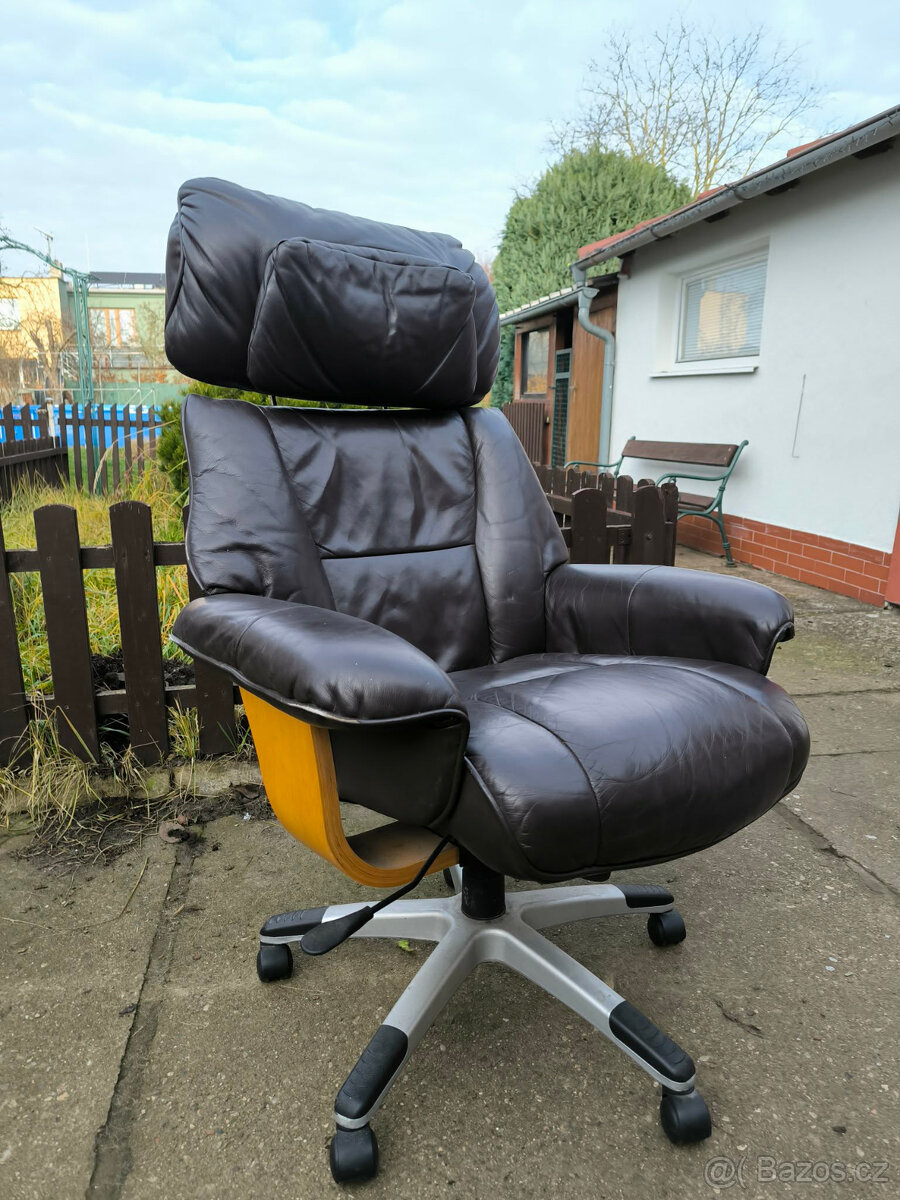 Kožené kancelářské polohovací křeslo - 4