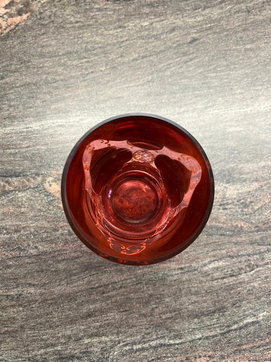 Červená skleněná váza asi Egermann - 4