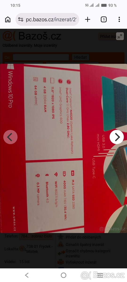 UMAX Visionbook 4gb/64gb - 4