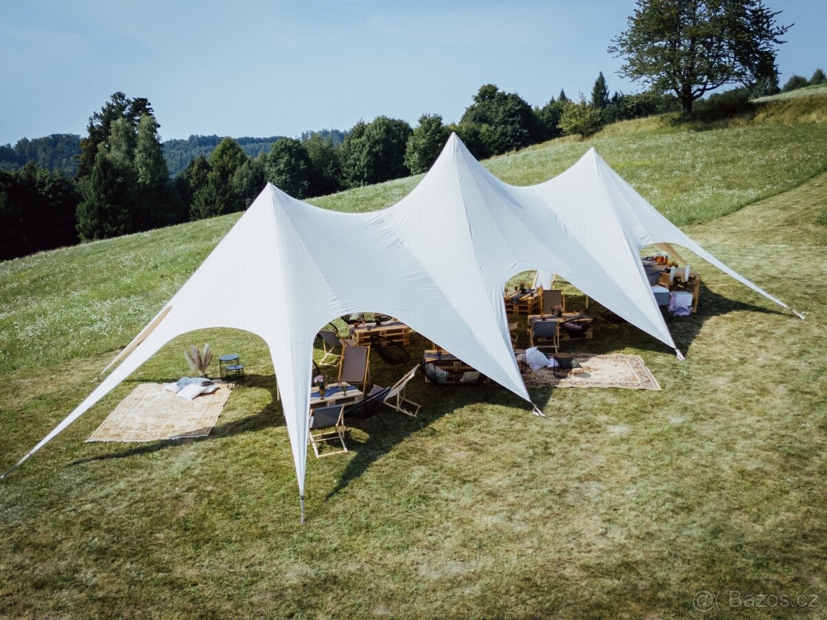 Napínací party stan 20x10m krémový - 4