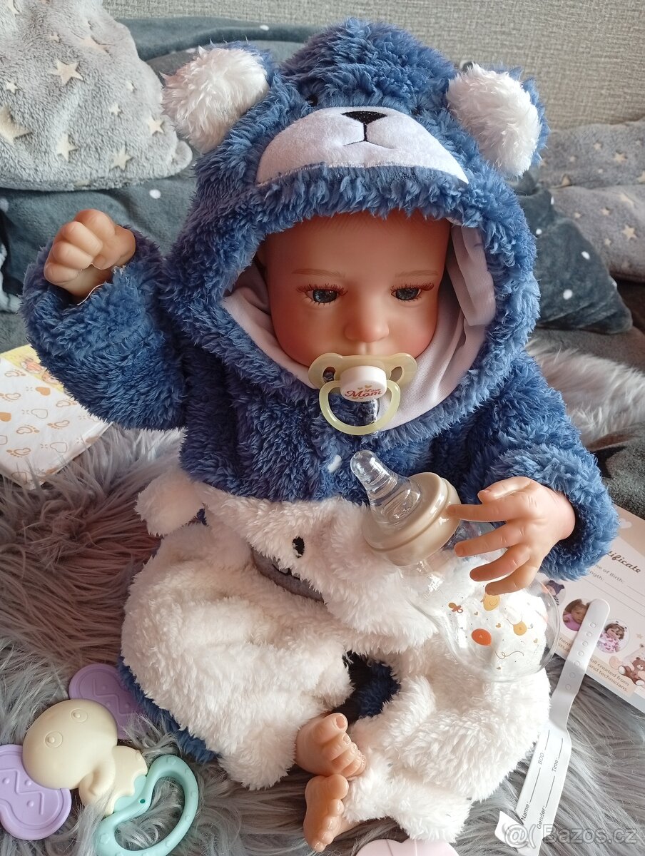 Realistická Reborn panenka Leví modrý medvidek - 4