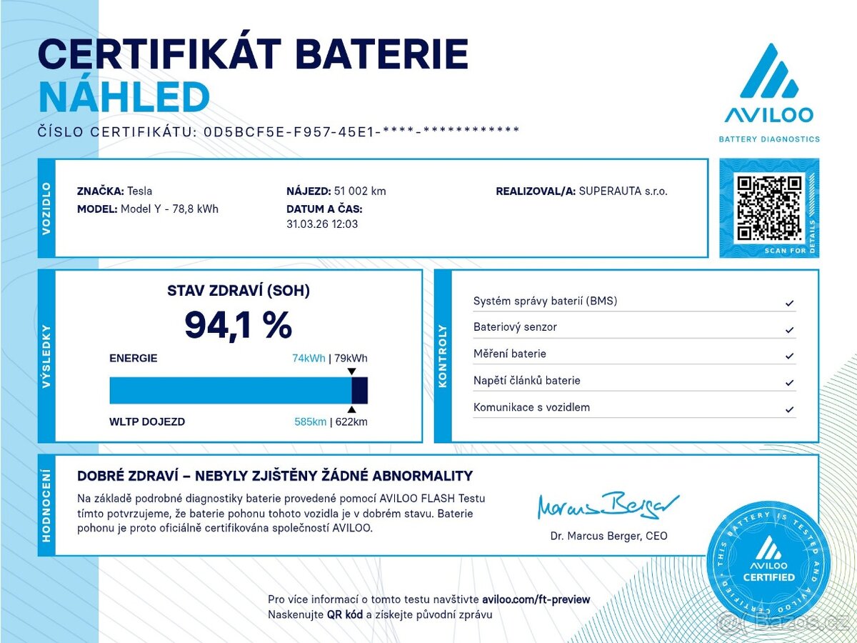 Tesla Model Y Performance | SoH94,1 % | Záruka Tesla | 51tkm - 4