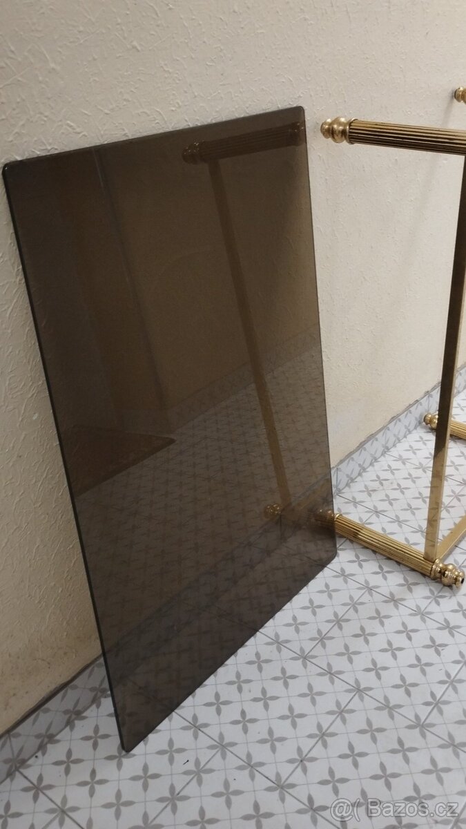 Starý, velký, těžký mosazný konferenční stůl. - 4