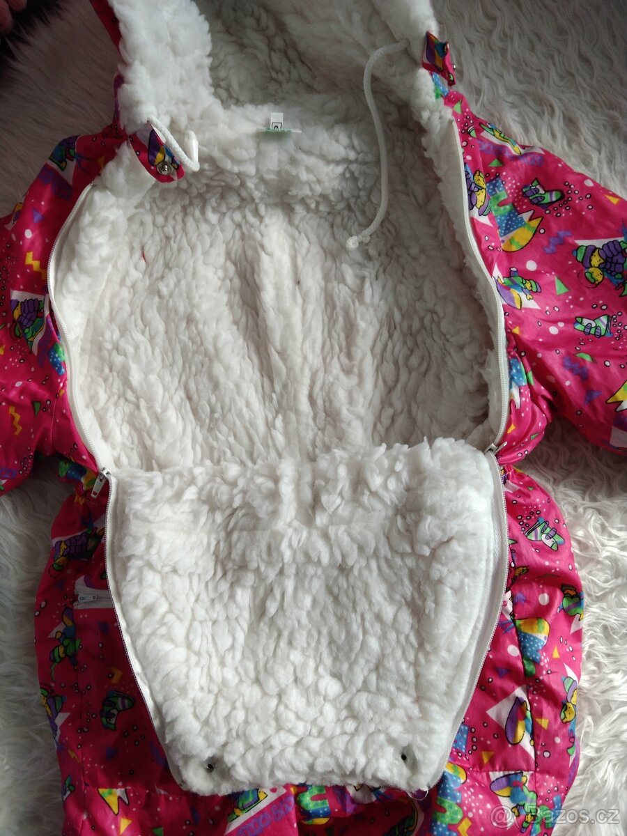 Zimní velmi teplá dívčí kombinéza velikost spíš 92. - 4