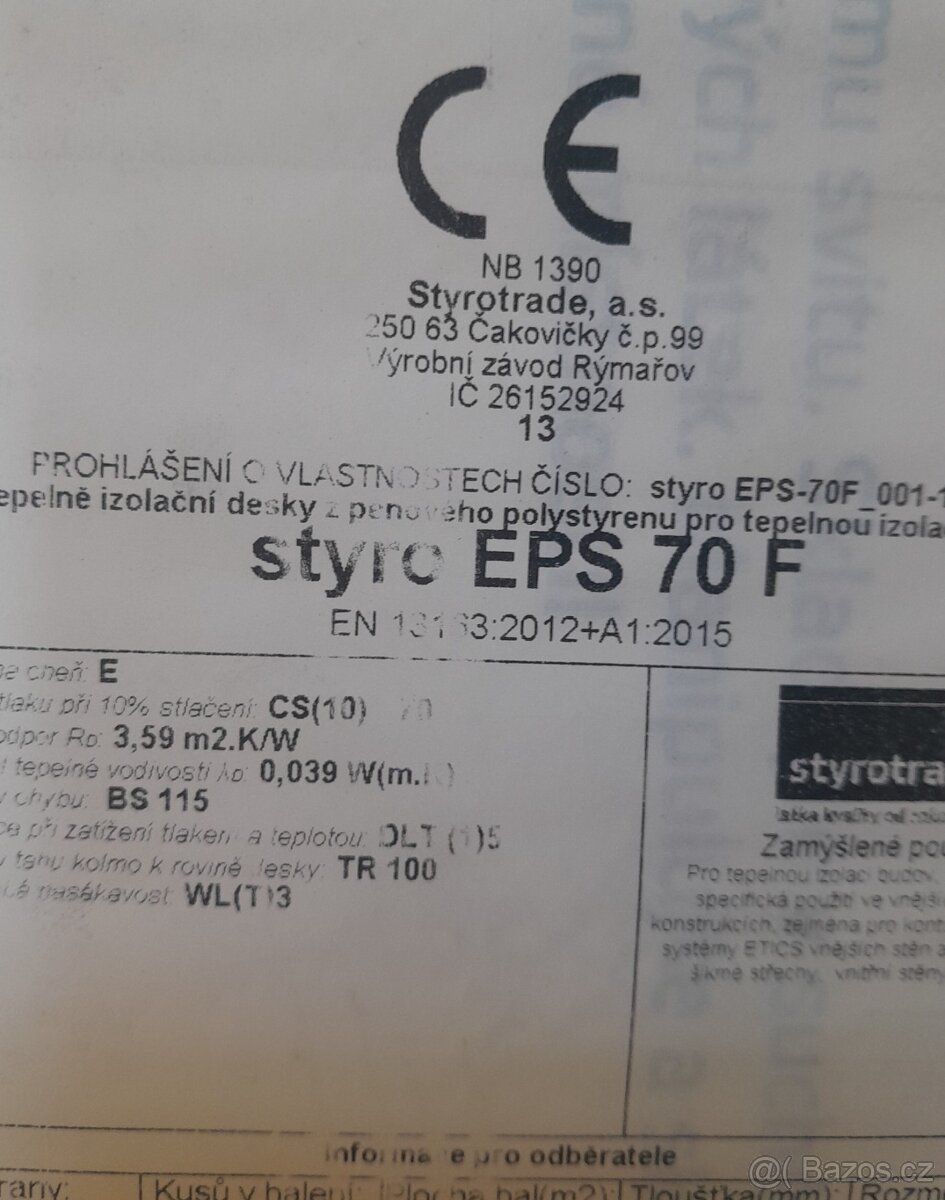 Polystyren EPS 70F - 140mm - 4