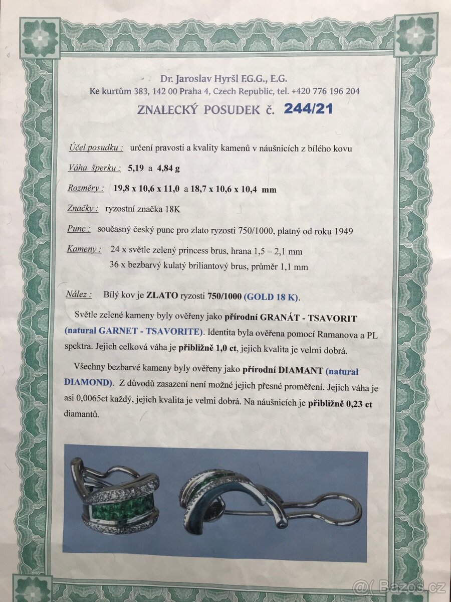 Zlaté diamantové náušnice 18k - 4