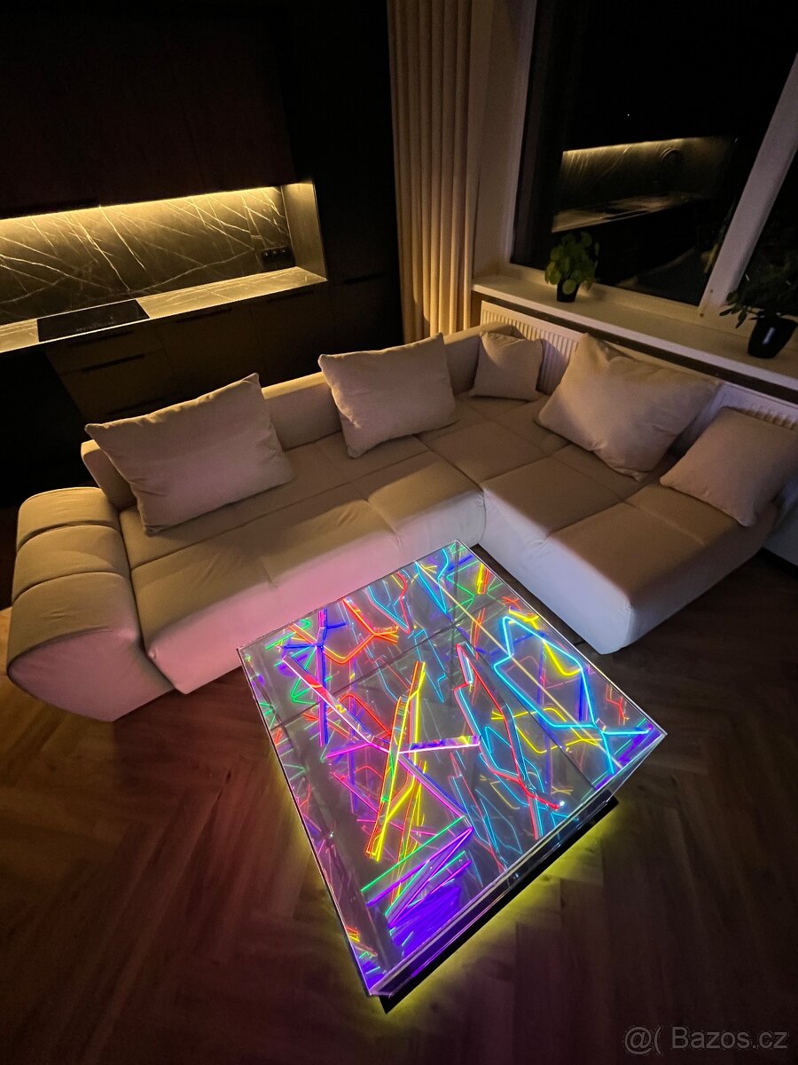 PREMIOVÝ LED STŮL „RAKSO Infinity Neon” ruční výroba, unikát - 4