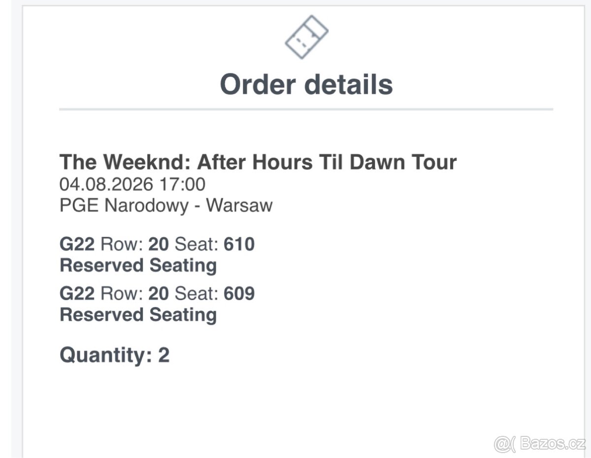 Prodám vstupenky - The Weeknd ve Varšavě - 4