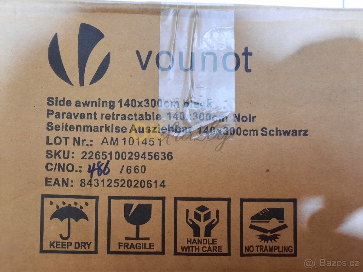 VOUNOT VÝSUVNÁ BOČNÍ MARKÝZA PARAVÁN KRYT 140x300 CM ČERNÁ . - 4