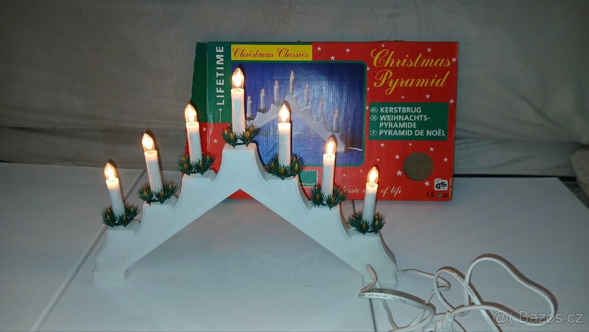 Vánoční dřevěný svícen 7 žárovek + jiný dle fotek - 4