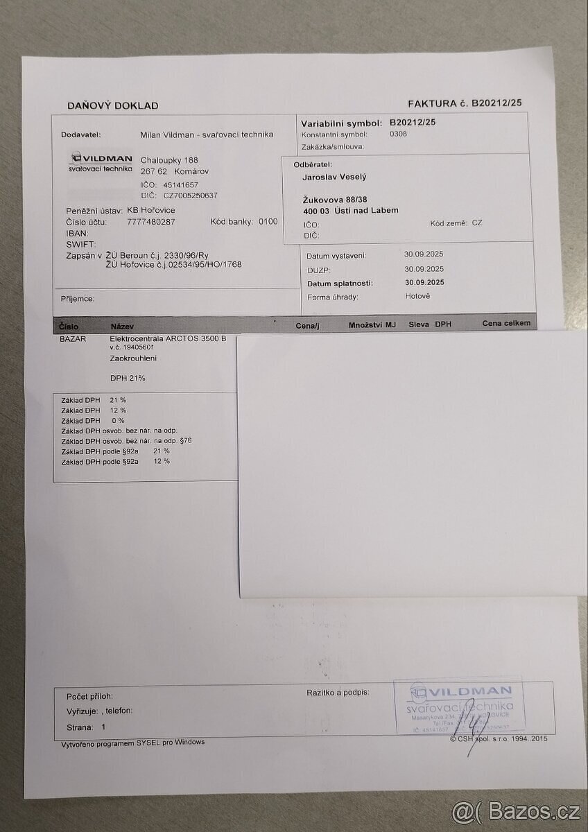 Elektrocentrála ARCTOS 3500B 3,5 KVA - 4