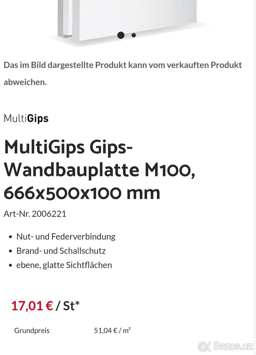 Prodám vodotěsné sádrokartonový desky ( Multigips M 100 ) - 4