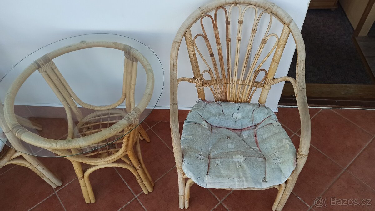 Ratanový stůl a 2 křesla - 4