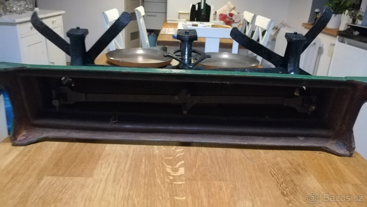 STAROŽITNÉ SECESNÍ KUCHYŇSKÉ VÁHY ROBERVAL FRANCIE - 4