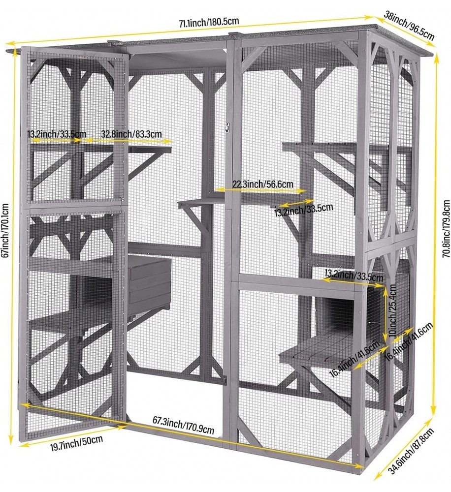Velká voliéra, výběh, klec pro kočky a hlodavce, 180x100x180 - 4