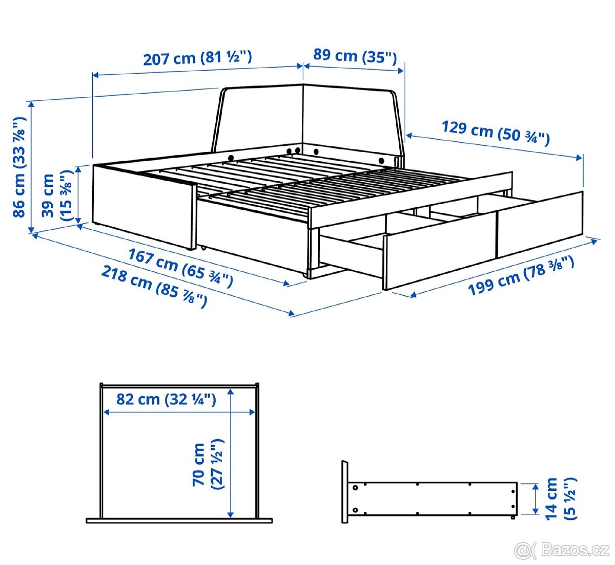 Rozkládací postel FLEKKE 80x200 + 2x matrace - 4
