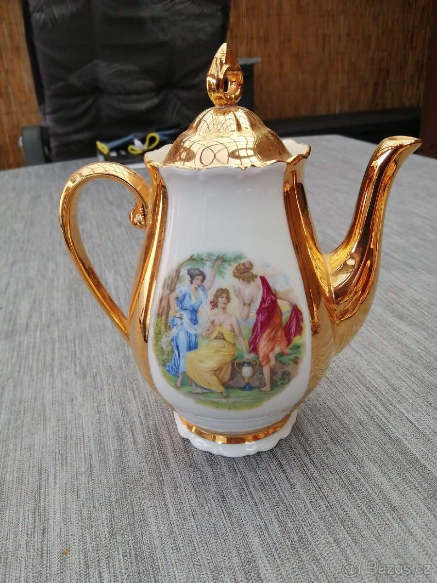 Porcelánová zlacená sada Tři Grácie, Český porcelán - 4