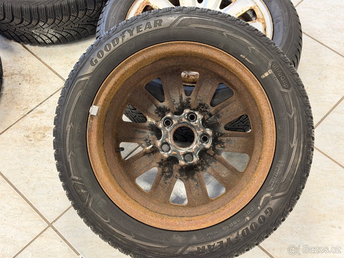Plechové disky 5x112, 7jx16 + pneumatiky - 4