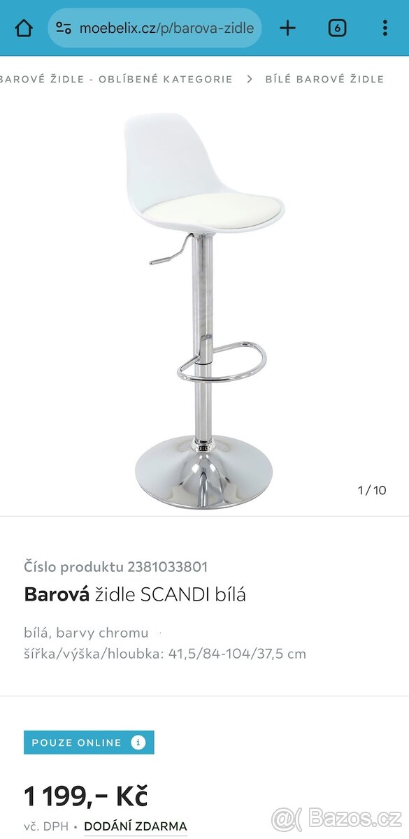 Krásné barové židle, PC 1199 Kč / ks - 4