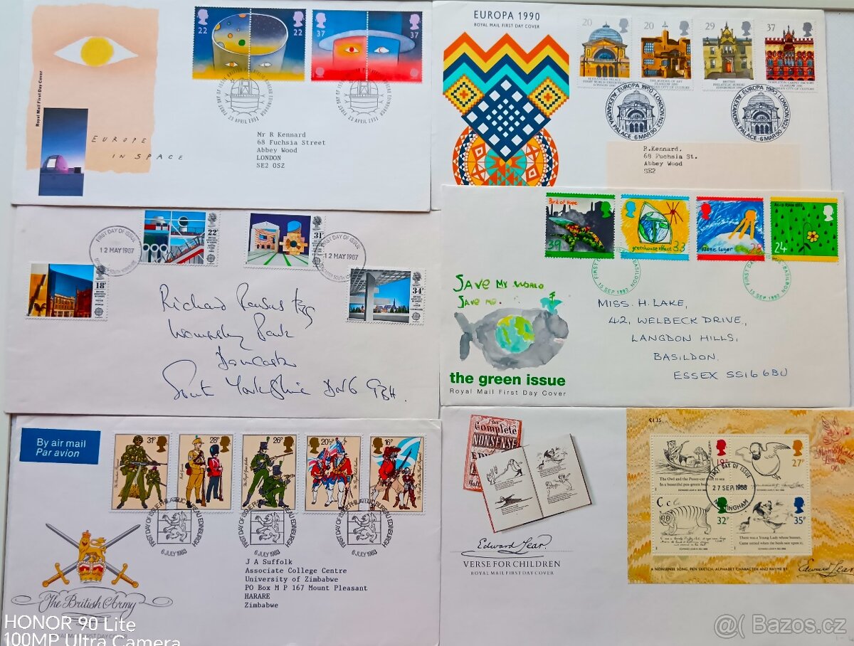 10x obálky FDC - Anglie. 1. - 4