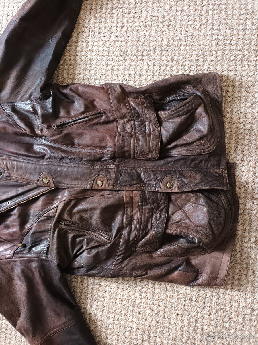 Pánská kožená bunda vel.52 (xxl), jemná kůže, nošená - 4