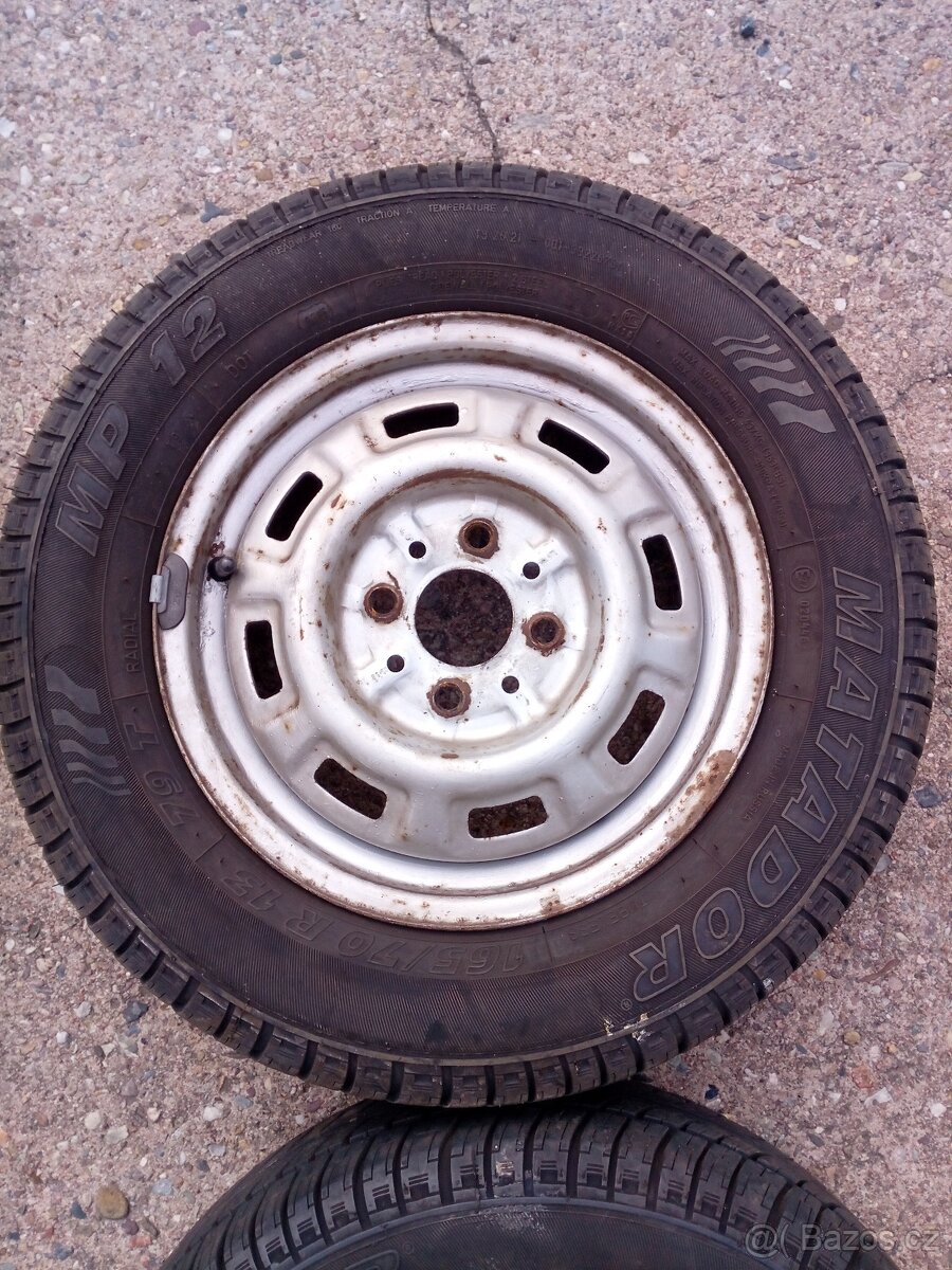 Kola na kárku, vlek R 13, 4x98, vč. pneu 165/70 R 13 - 4