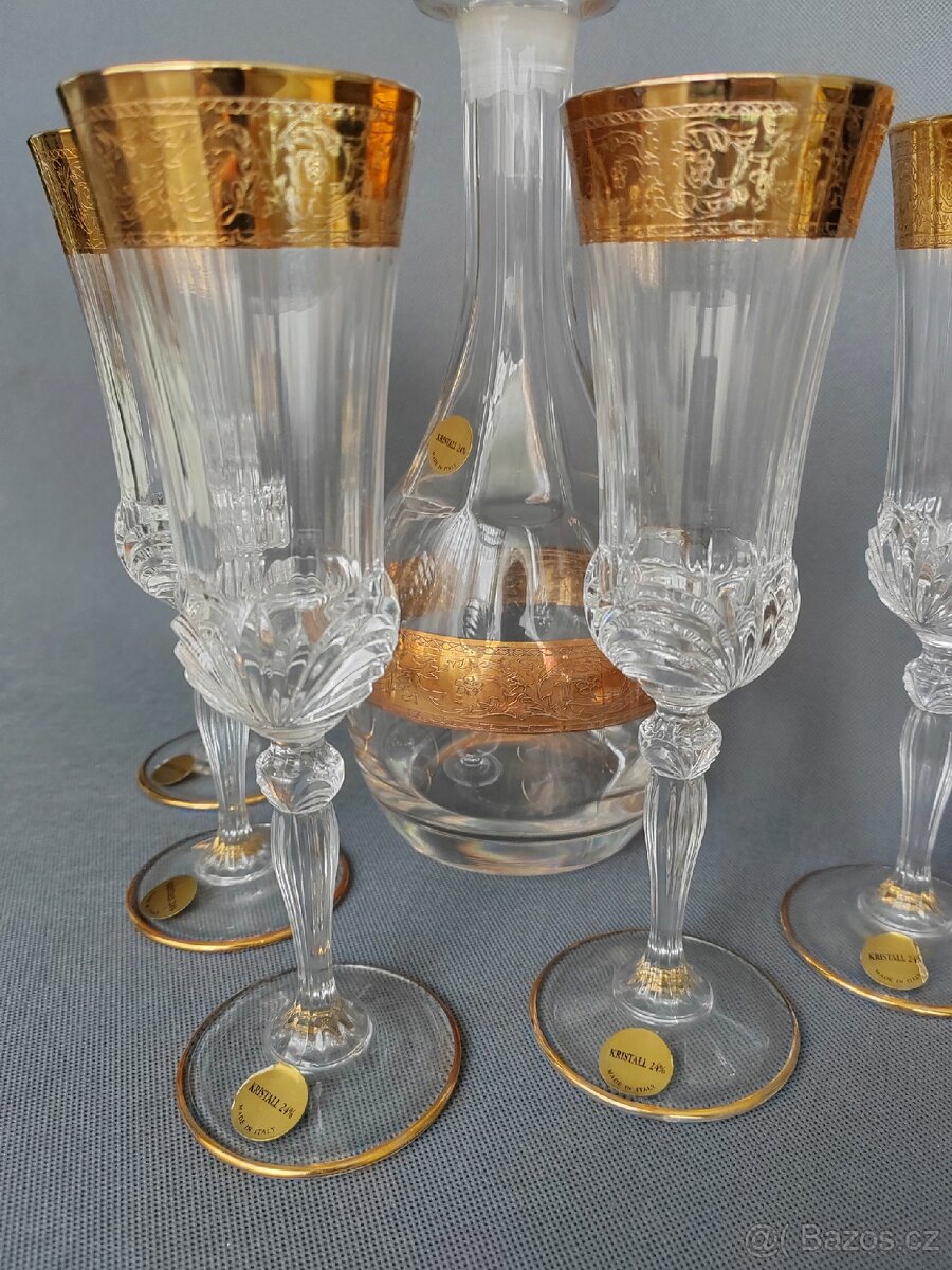 Křišťálové sklenice a karafiát na sekt a šampaňské od CreArt - 4