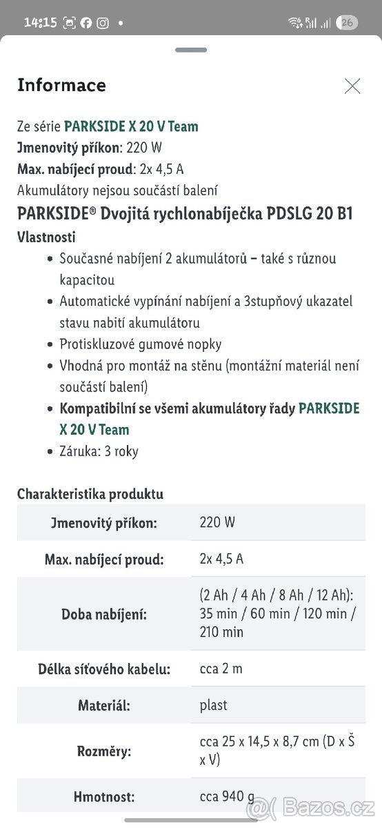 PARKSIDE Dvojitá rychlonabíječka PDSLG 20 B1 - 4