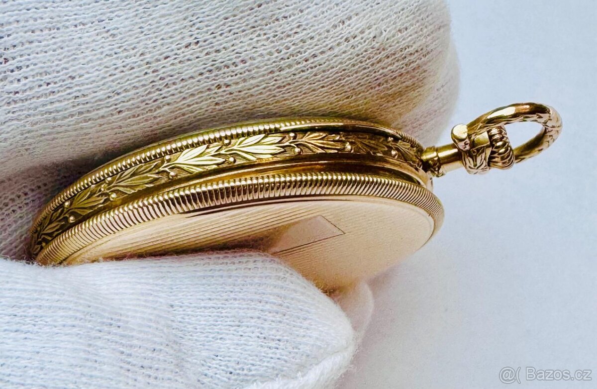 14K CELO ZLATÉ ART DECO PÁNSKÉ KAPESNÍ HODINKY IWC - FUNKČNÍ - 4