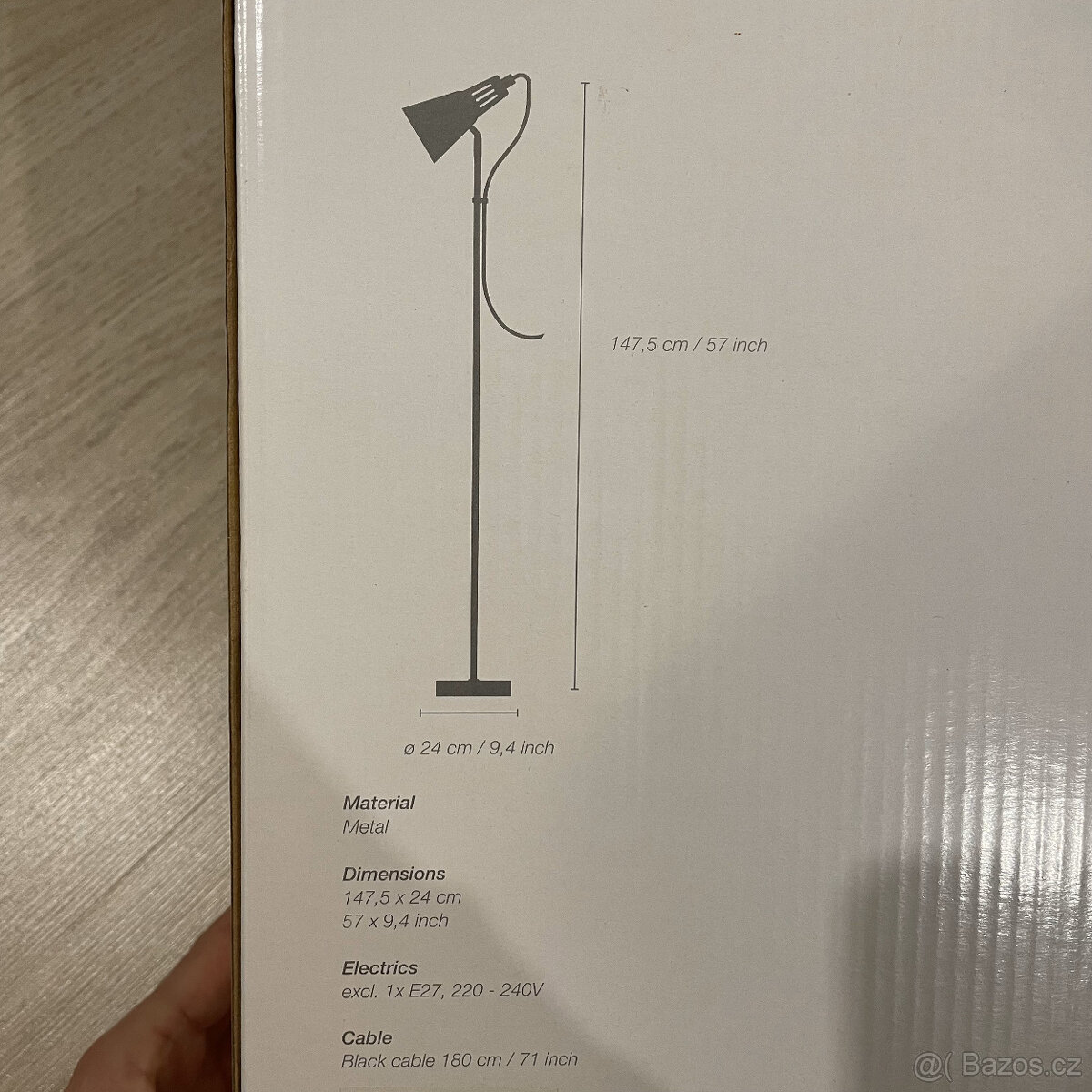 Černá stojací lampa Leitmotiv Mini Cone, výška 147,5 cm - 4