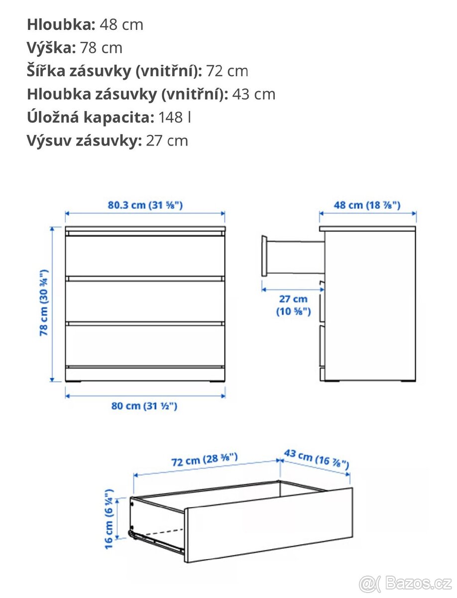 Komada Malm se zásuvkami - 4
