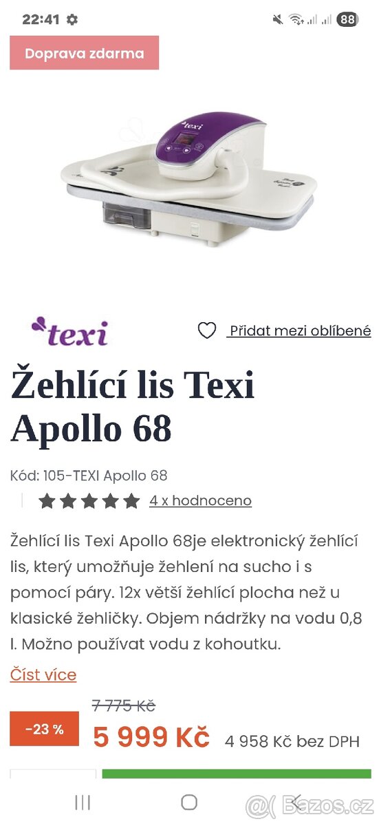 Žehlící lis Texi Apolo 68 - 4