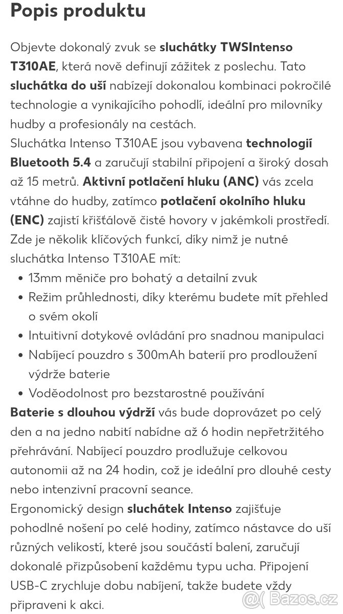 Bezdrátová sluchátka BUDSPLUS (Intenso) - 4