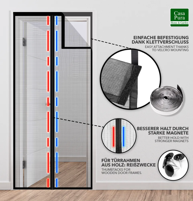 Magnetická síť proti hmyzu 80x210 cm do dvěří / balkonové - 4
