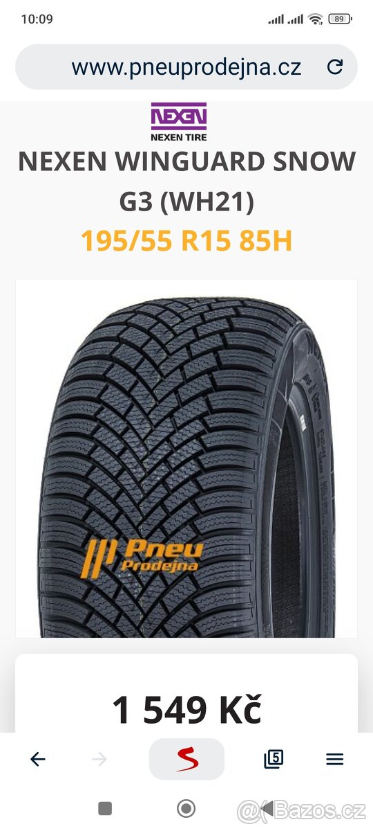 195/55/15 nová zimní pneu NEXEN winguard snow G3 - 4