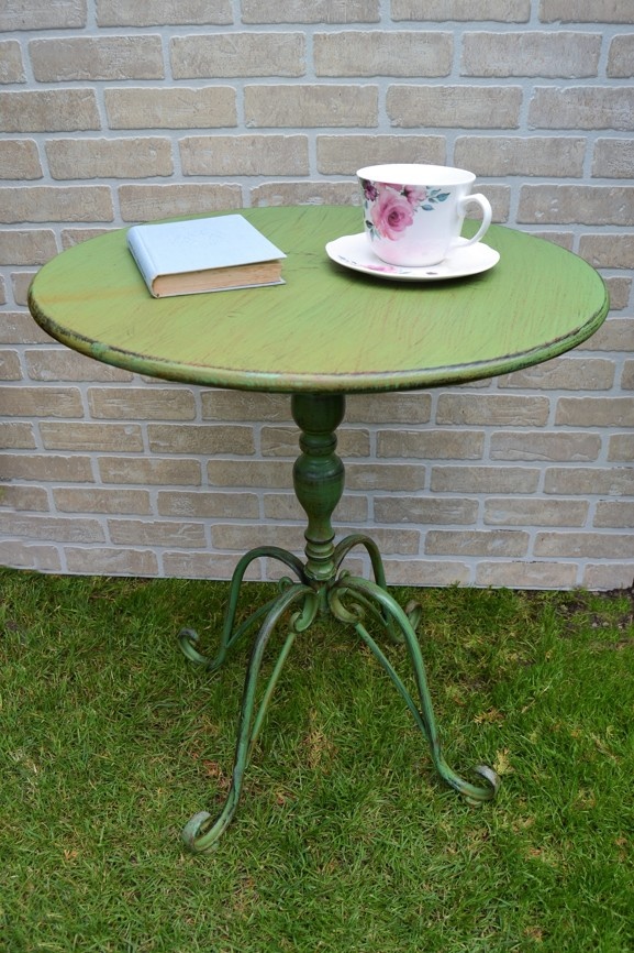 Kovový stůl PROVENCE 60 cm - antik zelená - 4