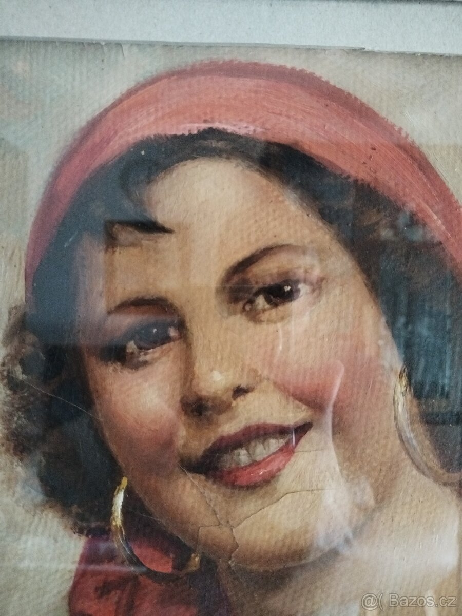 obraz CIGÁNKA V. /dívka, portrét/, olej, František Votruba - 4