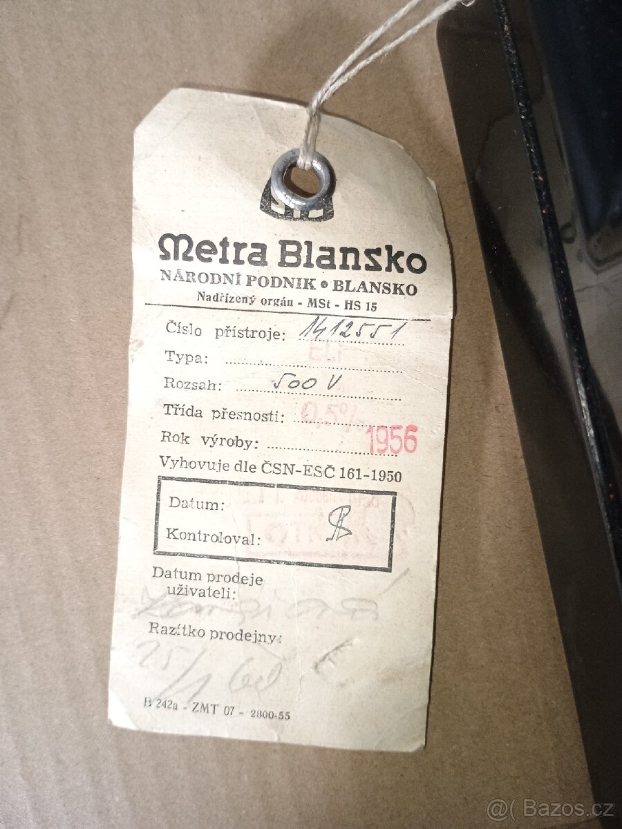 Starý voltmetr METRA BLANSKO funkční rok výroby 1956 - 4