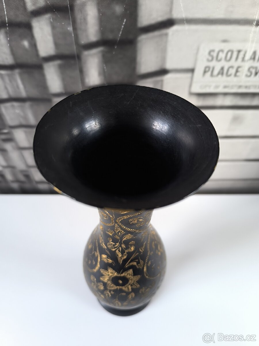 Starožitná mosazná váza - zdobená - 4