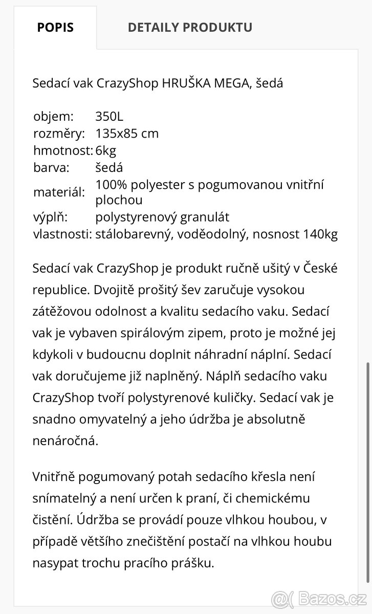 Sedací vak šedý - 4