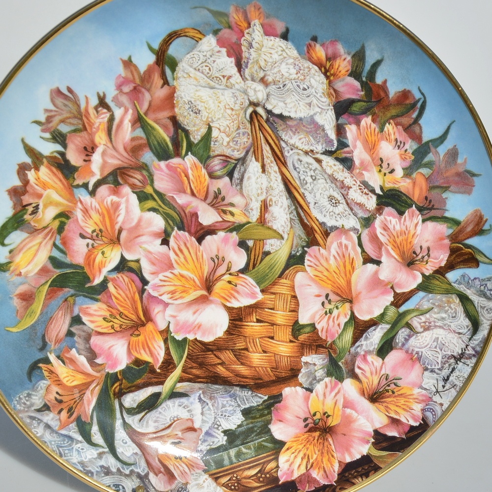 Sběratelské porcelánové talíře s nádhernou kyticí - 4