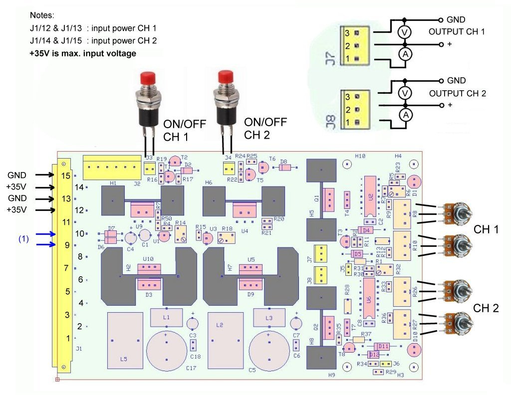 deska dvojitého laboratorního zdroje 0...30V /2x 3A - 4