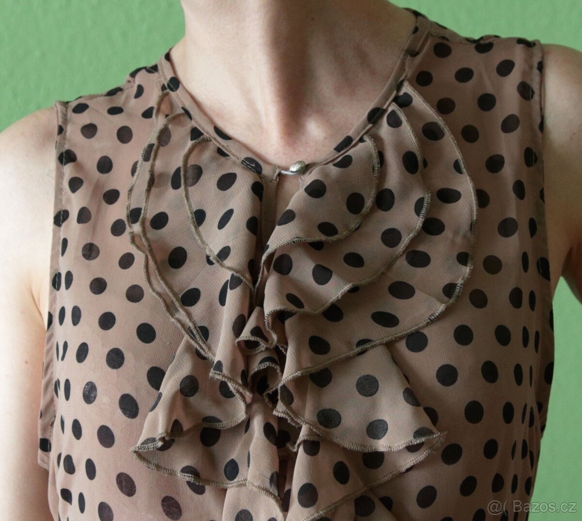 Puntíkatá retro halenka bez rukávů Sweewe M-L - 4