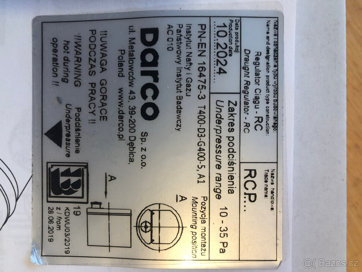 Regulátor tahu komína Darco RCP - 4