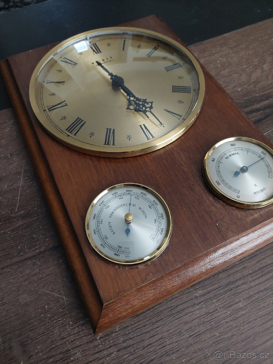 Nástěnné hodiny Weimar Quartz s barometrem-FUNKČNÍ - 4