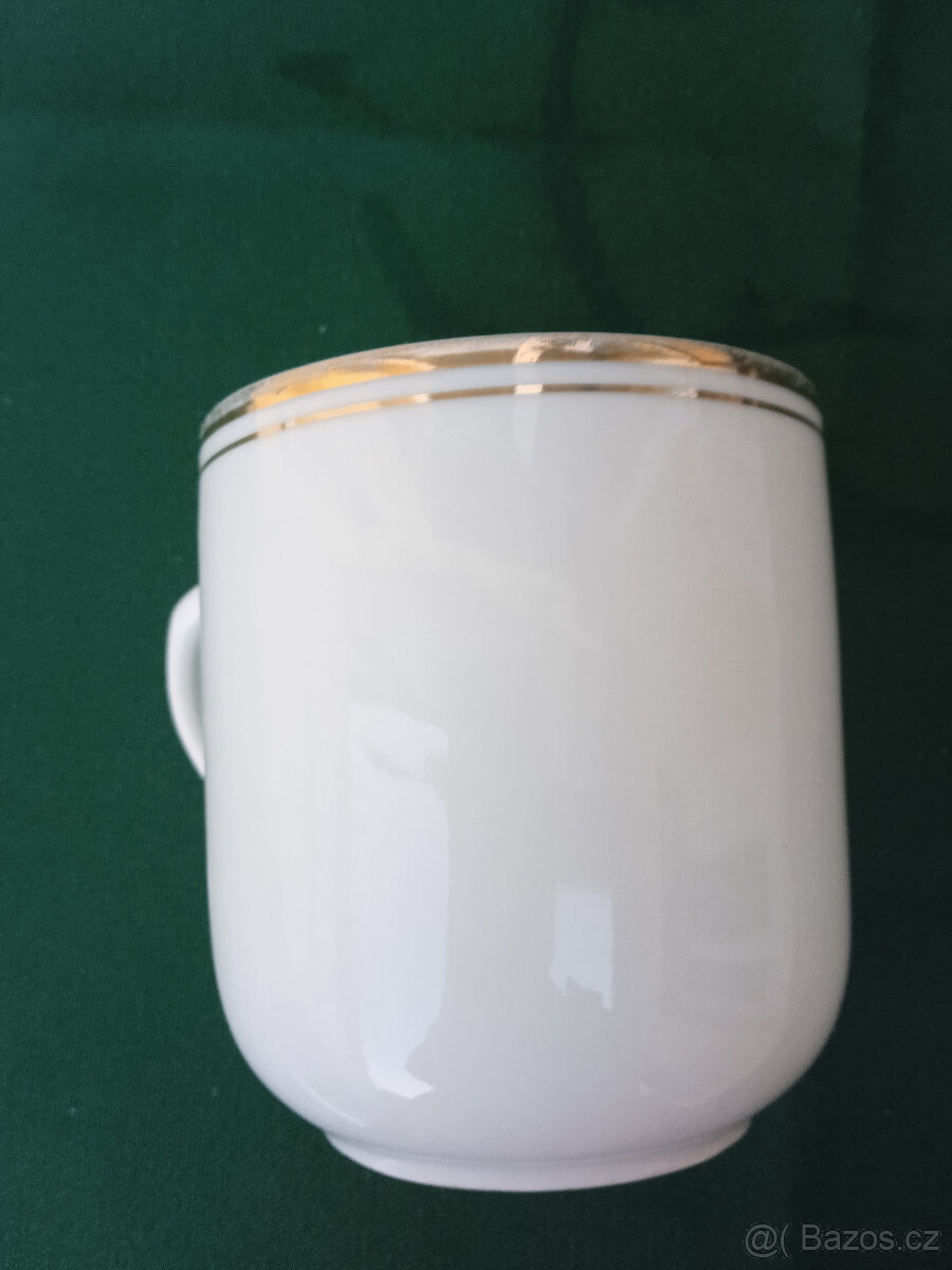 Retro porcelánový hrnek zlaté proužky - 4