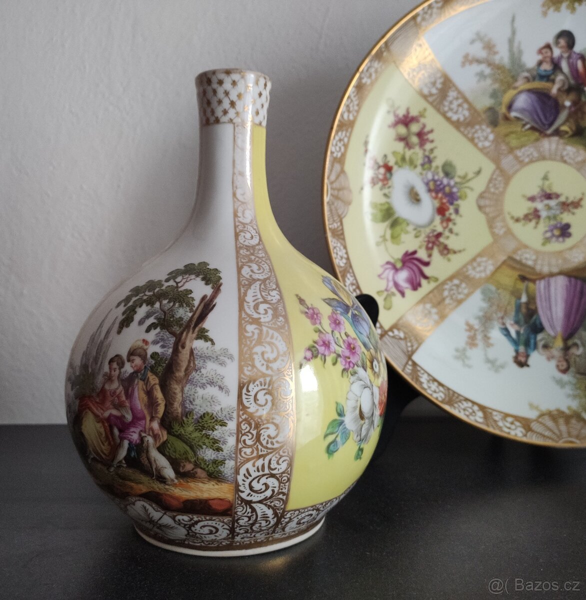Starožitný ručně malovaný německý porcelán 19. století - 4