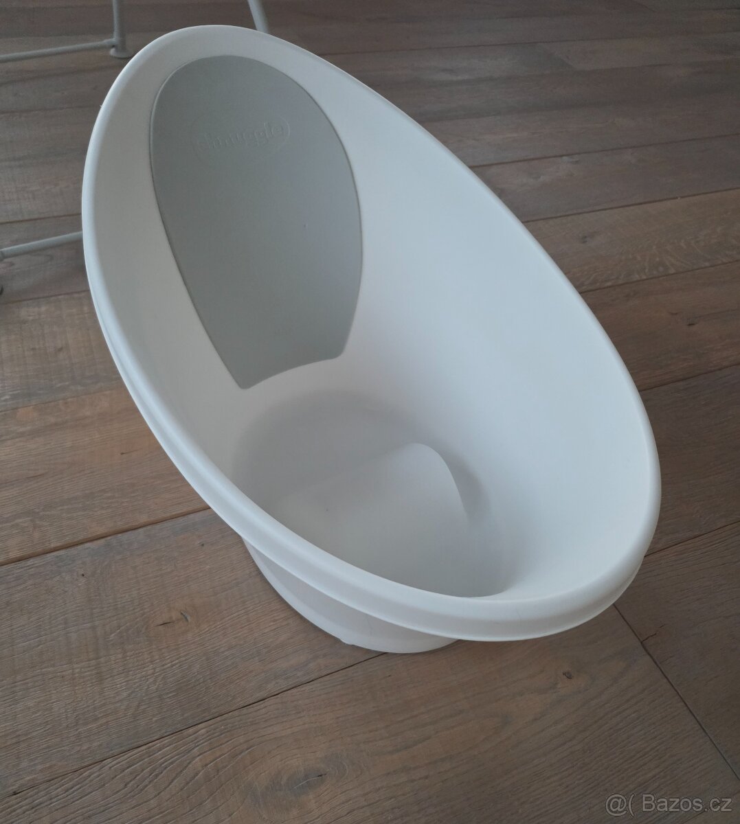 Shnuggle vanička bílá se šedou opěrkou + skládací stojan - 4